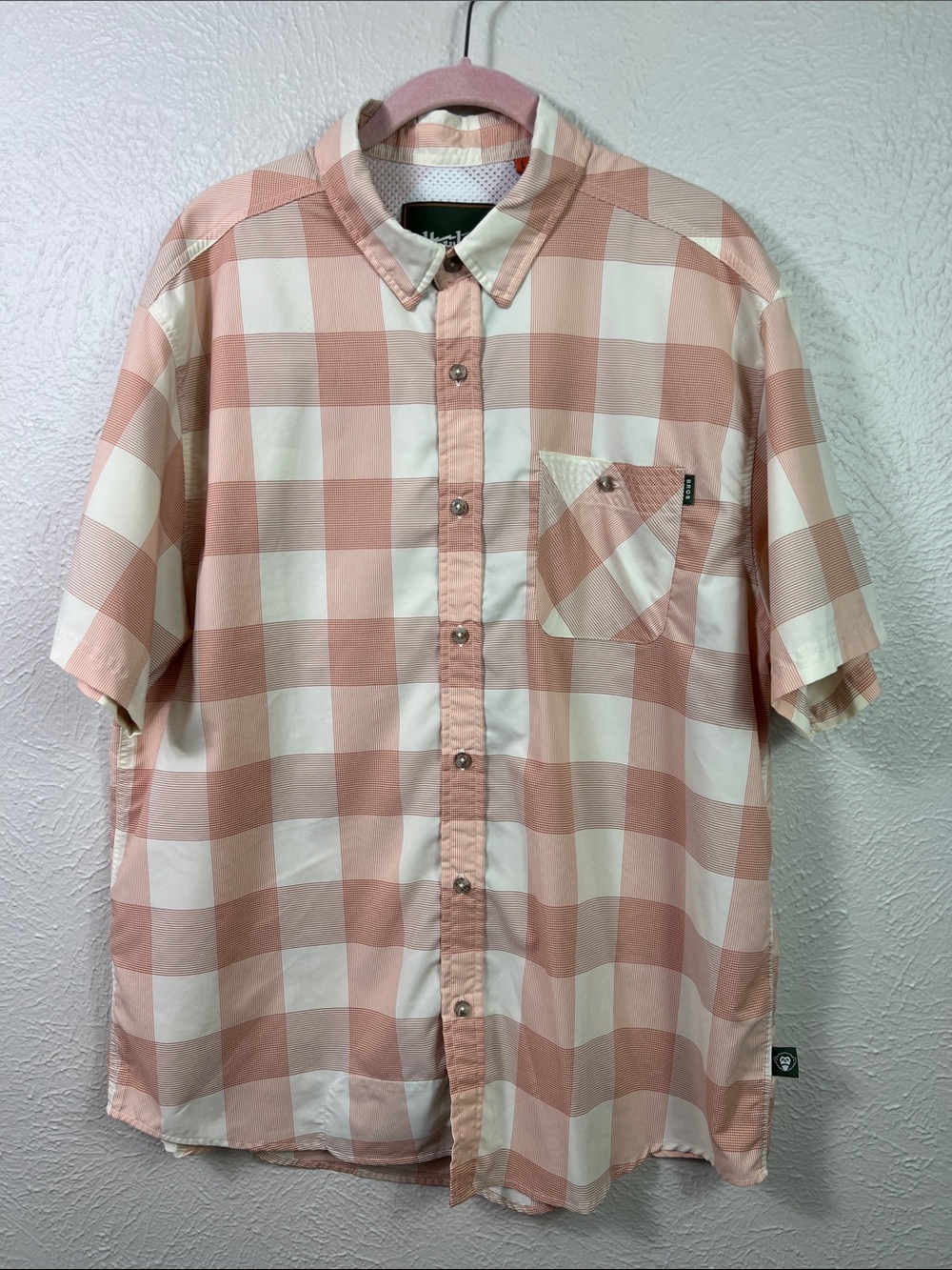 Howler Bros Garcia Gingham Plaid  Airwave Short Sleeve Lightweight Shirt Large